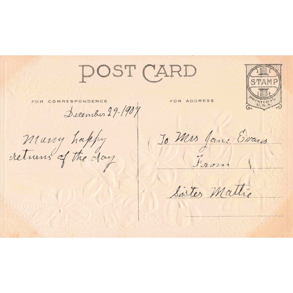 Vintage 1907 Embossed Floral Postcard Greetings Sister Violets Cherry Blossoms - Picture 2 of 2